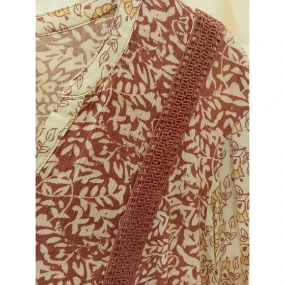 Knox Rose Womens Long Sleeve Floral Print Tunic Top Size L - Picture 3 of 6